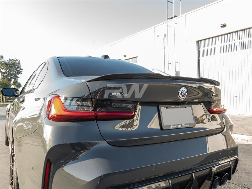 Alternative view of RW Carbon 2021-2023 BMW 330i/M340i/M3 (G20/G80) M Style Carbon Fiber Trunk Spoiler