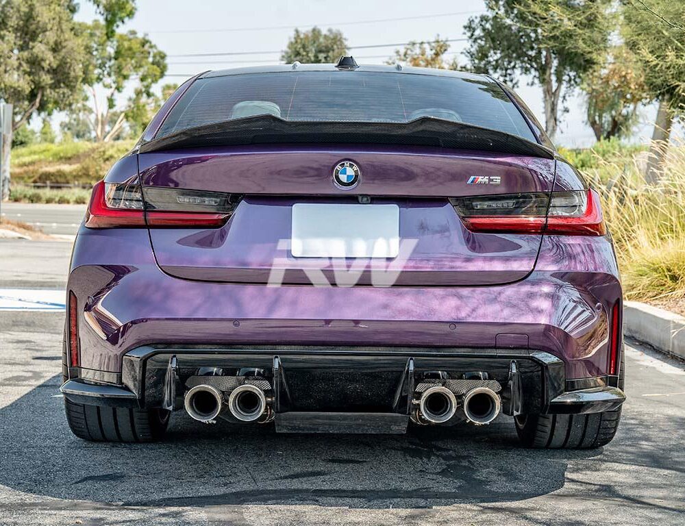 Alternative view of RW Carbon BMW G20/G80 GTX Carbon Fiber Trunk Spoiler