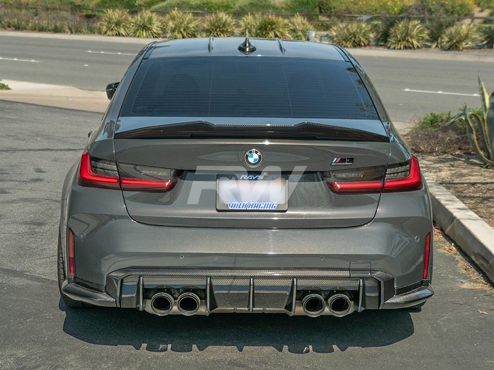 Alternative view of RW Carbon BMW G80 M3 OEM Style Carbon Fiber Diffuser