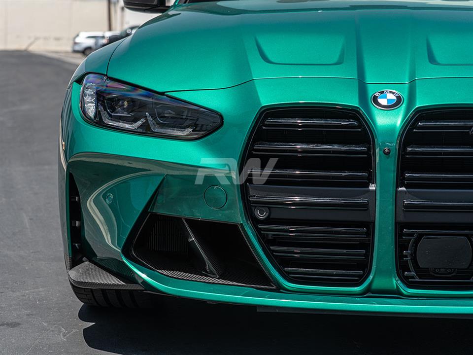 Alternative view of RW Carbon BMW G8X M3/M4 OEM Style Carbon Fiber Splitters