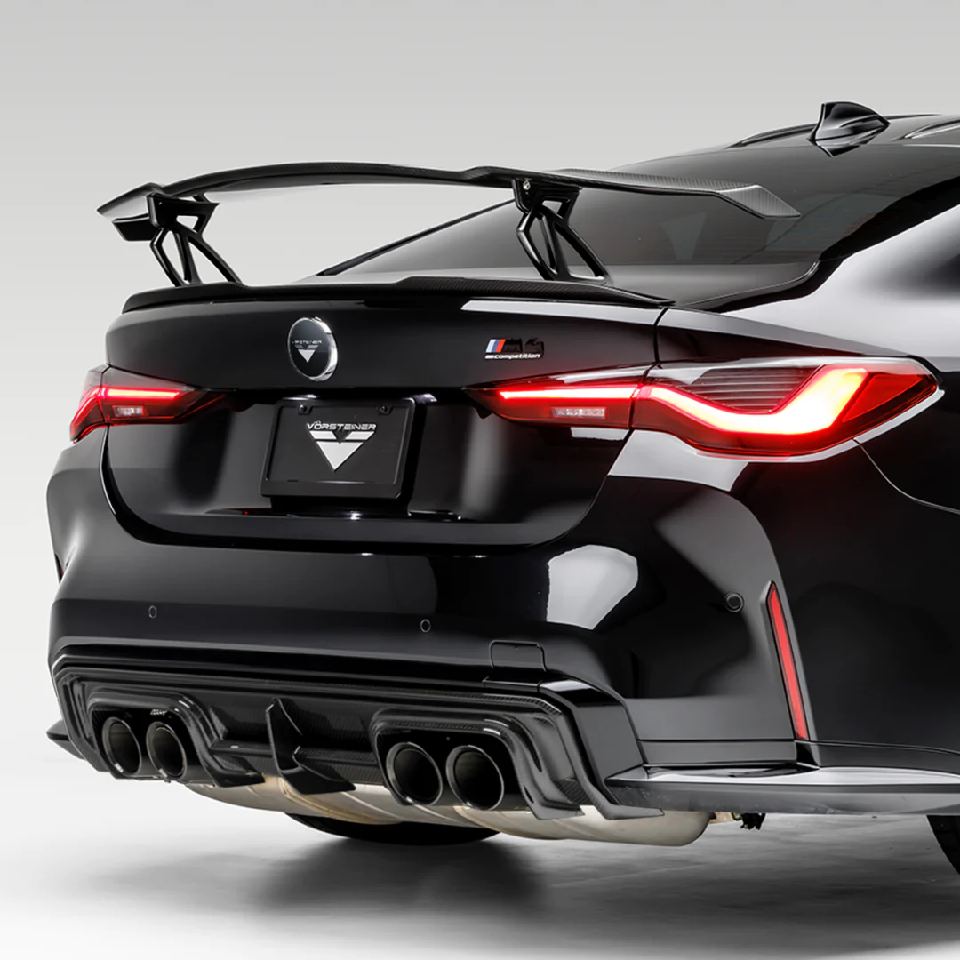 Vorsteiner 2021-2024 BMW G82/G83 M4 Carbon Fiber Aero Wing Blade With Matte Black Uprights - Image 3