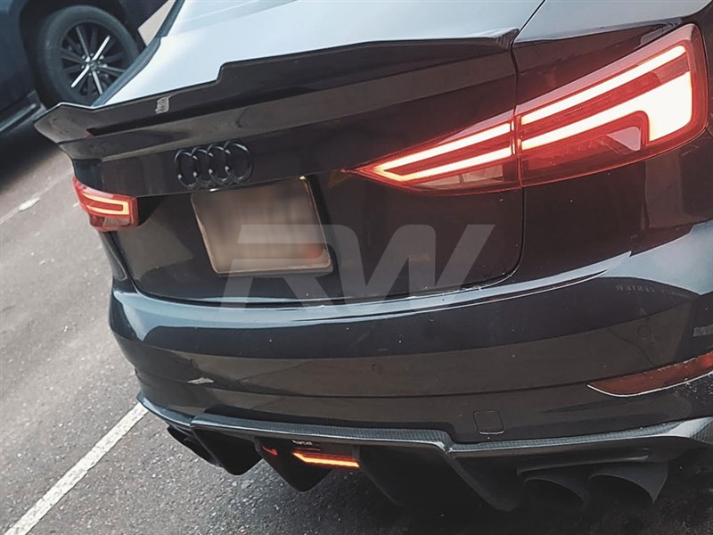 Alternative view of RW Carbon Audi 8V A3/S3/RS3 Carbon Fiber GTX Trunk Spoiler