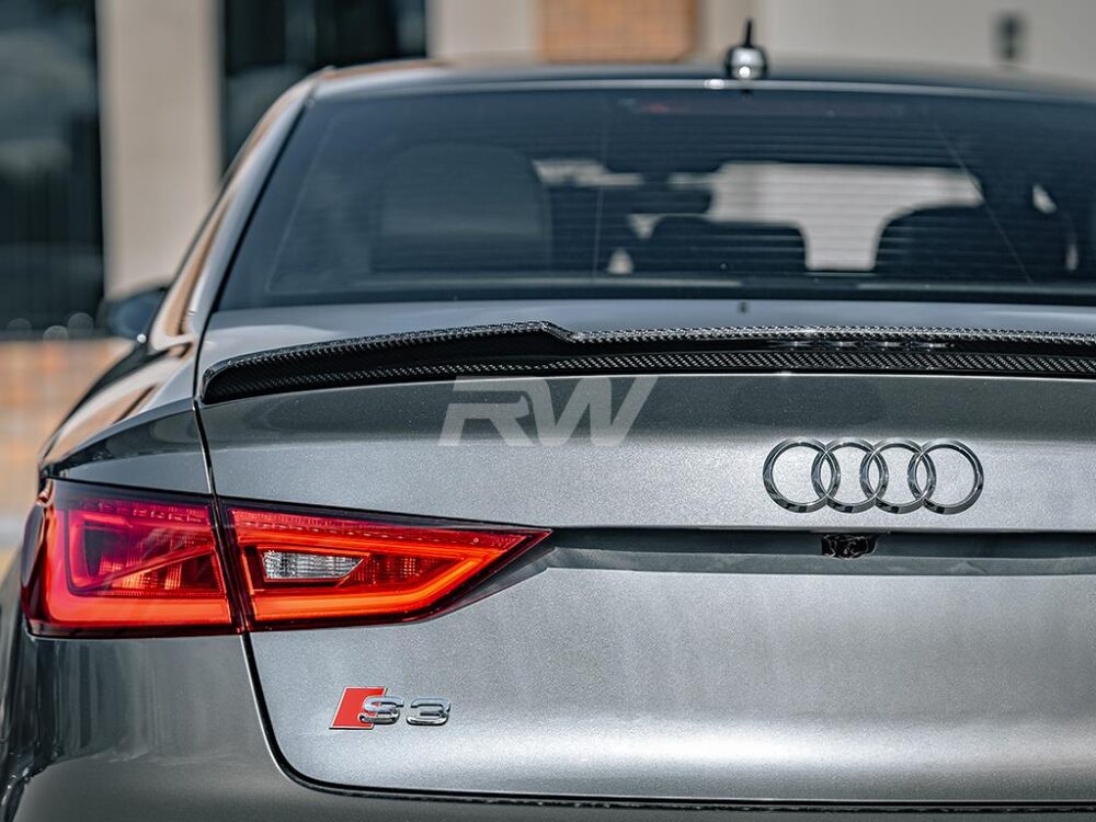 RW Carbon Audi 8V A3/S3/RS3 Carbon Fiber Trunk Spoiler - Image 4