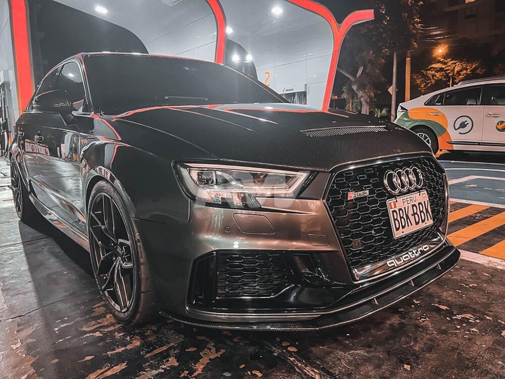 RW Carbon Audi 8V RS3 17-21 V2 CF Front Lip Spoiler - Image 4