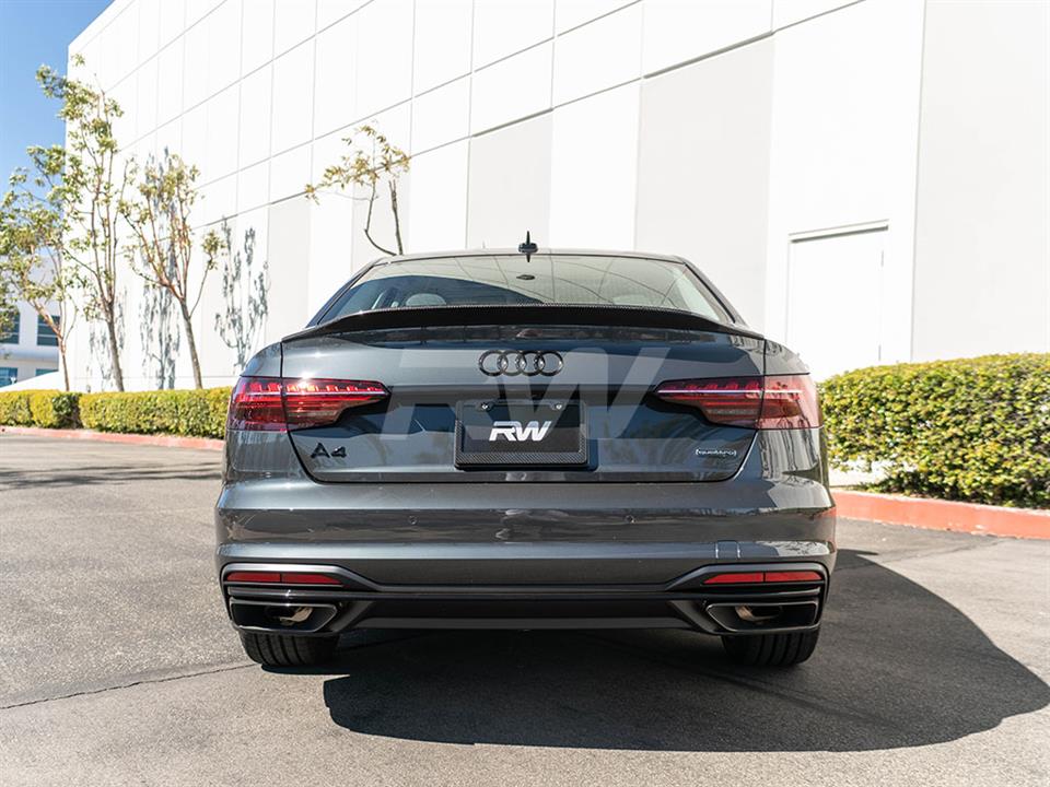 Alternative view of RW Carbon Audi B9 A4 S4 Carbon Fiber Trunk Spoiler
