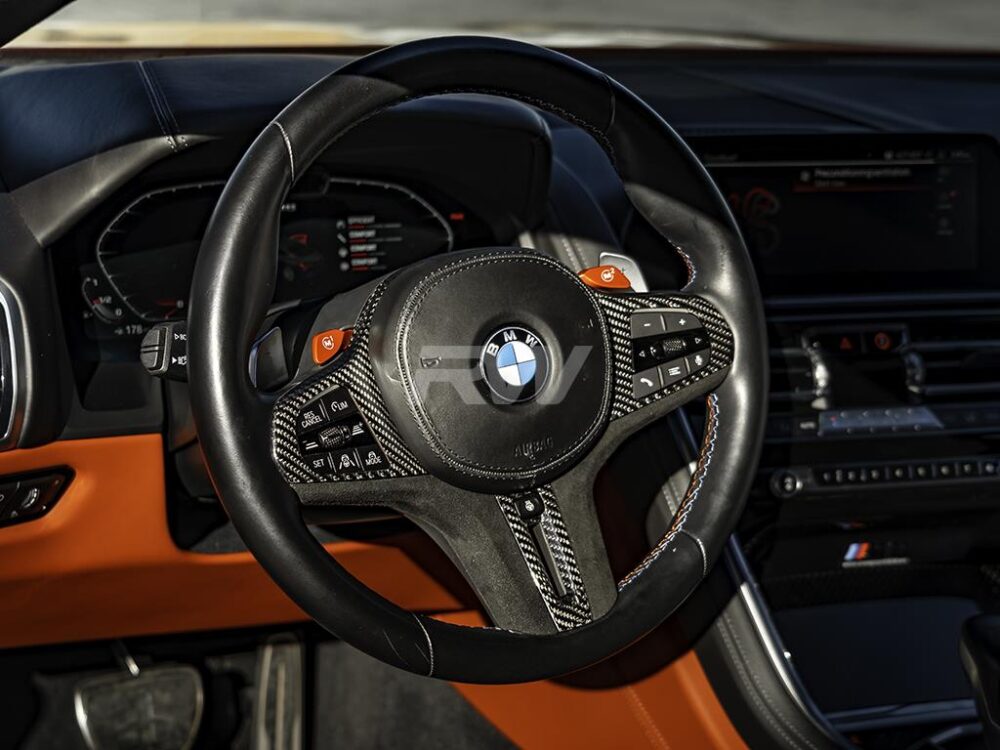 RW Carbon BMW 8 Series M8 Carbon Fiber Alcantara Steering Wheel Trim - Image 7
