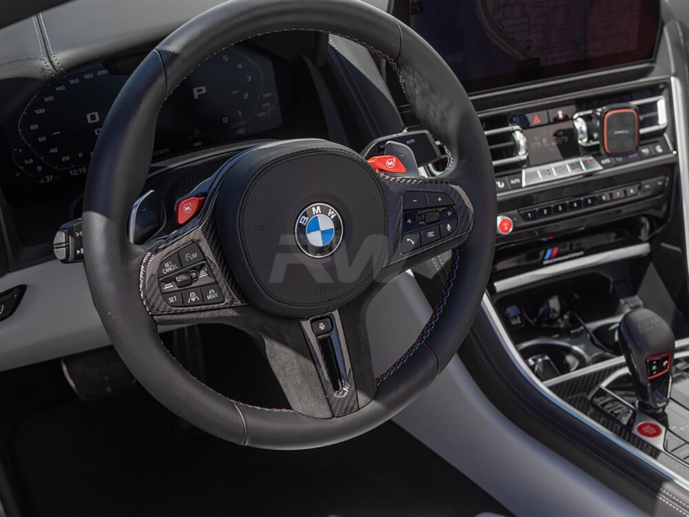 RW Carbon BMW 8 Series M8 Carbon Fiber Alcantara Steering Wheel Trim - Image 3