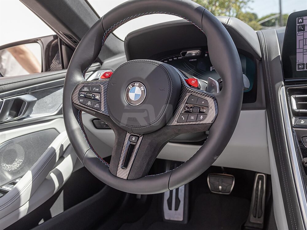 RW Carbon BMW 8 Series M8 Carbon Fiber Alcantara Steering Wheel Trim - Image 4
