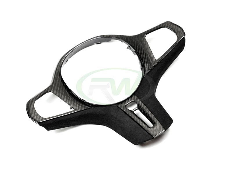 Alternative view of RW Carbon BMW Carbon Fiber Alcantara Steering Wheel Trim Pre LCI
