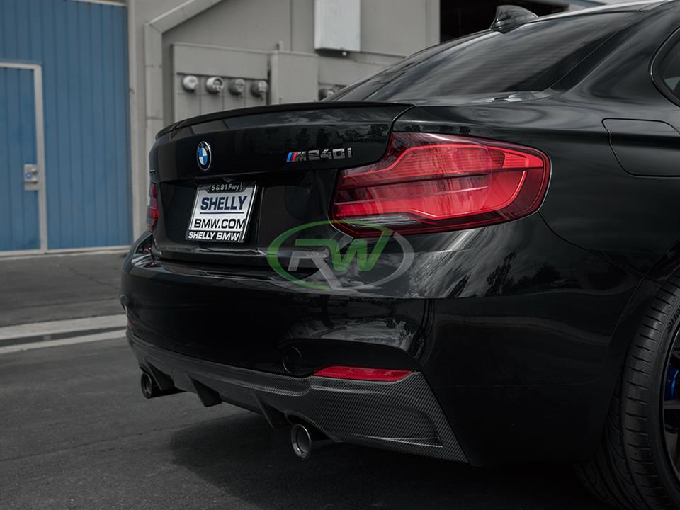 Alternative view of RW Carbon BMW F22 F23 Exotics Style Carbon Fiber Rear Diffuser
