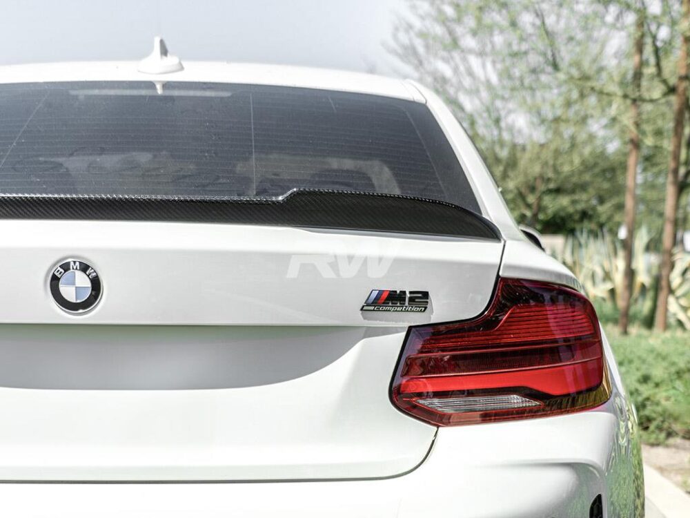RW Carbon BMW F22 F87 CS Style Carbon Fiber Trunk Spoiler - Image 5