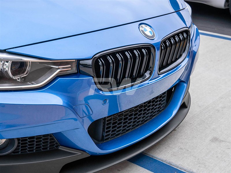 Alternative view of RW Carbon BMW F30 F31 Double Slat Gloss Black Grilles