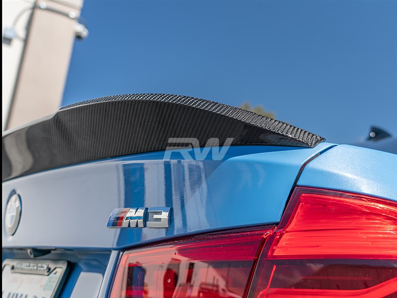 Alternative view of RW Carbon BMW F30 F80 M3 RWS Carbon Fiber Trunk Spoiler