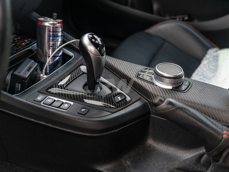 Alternative view of RW Carbon BMW F87 M2 Comp/CS CF Alcantara Console Trim