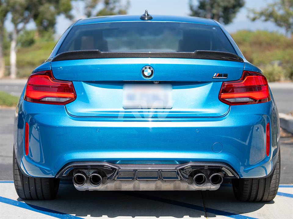 Alternative view of RW Carbon BMW F87 M2 DTM Carbon Fiber Rear Diffuser