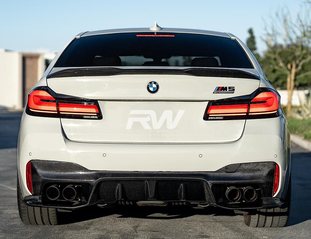 Alternative view of RW Carbon BMW F90 M5 3D Style Carbon Fiber Diffuser