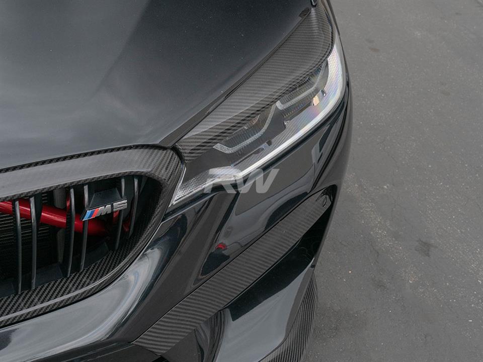 Alternative view of RW Carbon BMW F90 M5 Carbon Fiber Upper Bumper Splitters