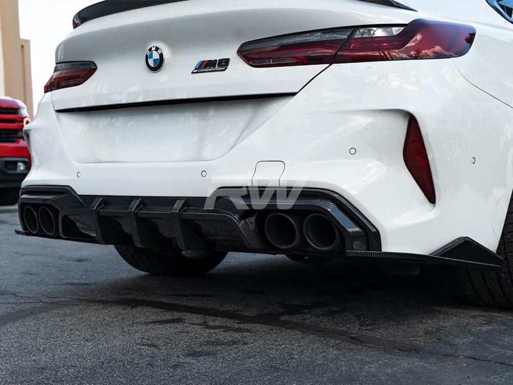 RW Carbon BMW F91 F92 F93 M8 SQ Style Carbon Fiber Diffuser - Image 4