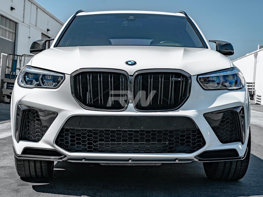 RW Carbon BMW F95 X5M Carbon Fiber Front Lip Spoiler - Image 2