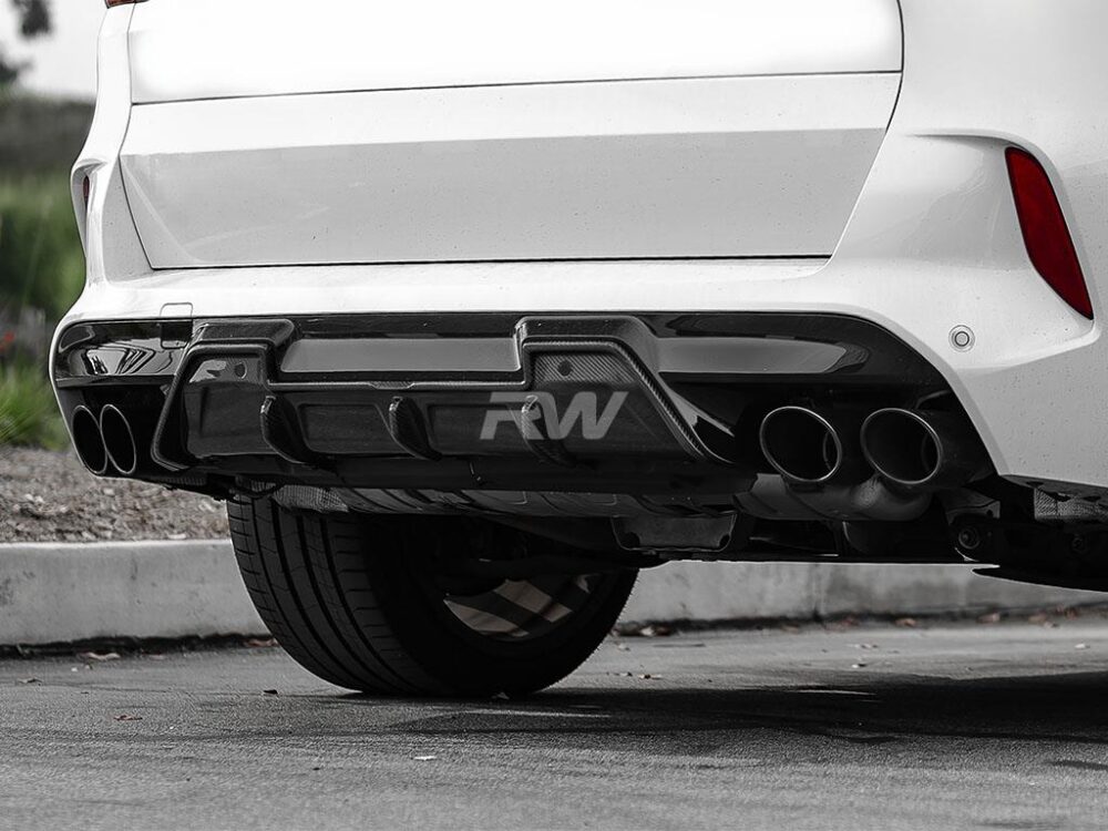 RW Carbon BMW F95 X5M F96 X6M DTM Carbon Fiber Diffuser - Image 2