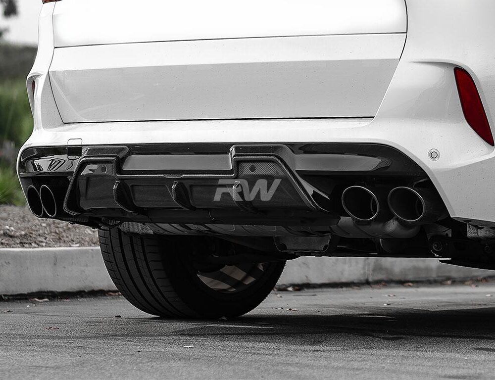 Alternative view of RW Carbon BMW F95 X5M F96 X6M DTM Carbon Fiber Diffuser