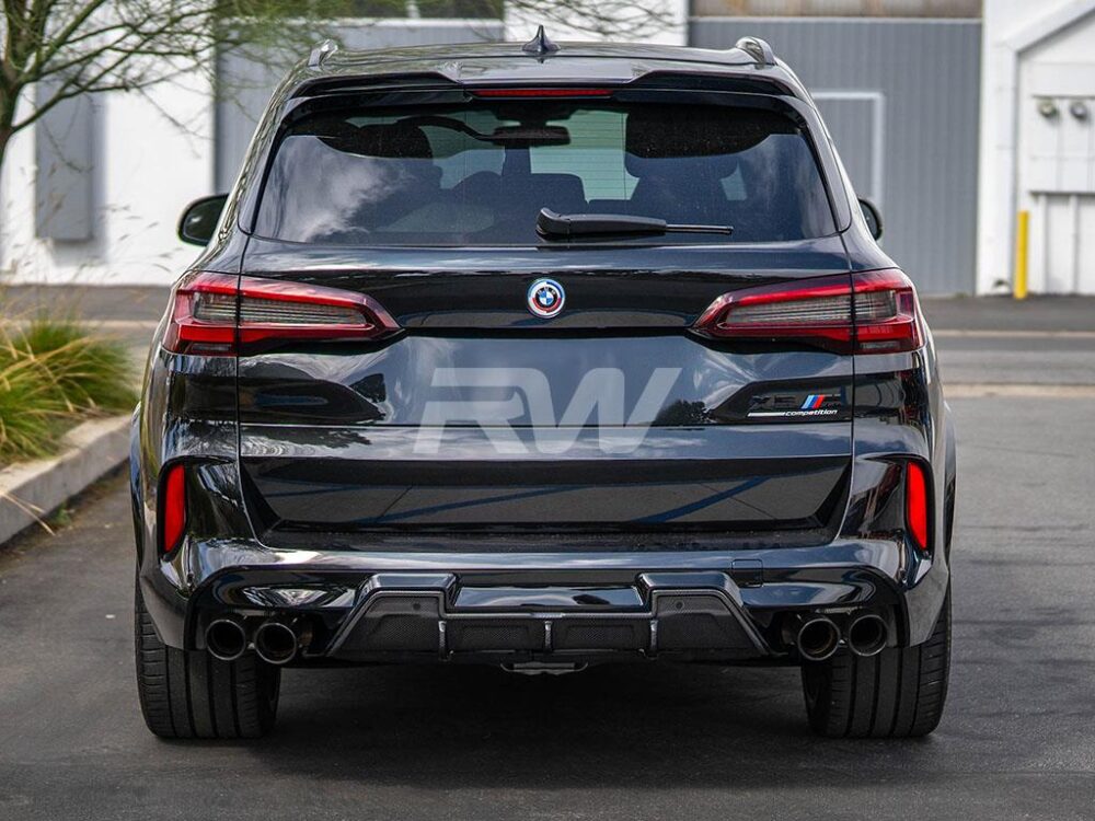 RW Carbon BMW F95 X5M F96 X6M DTM Carbon Fiber Diffuser - Image 4