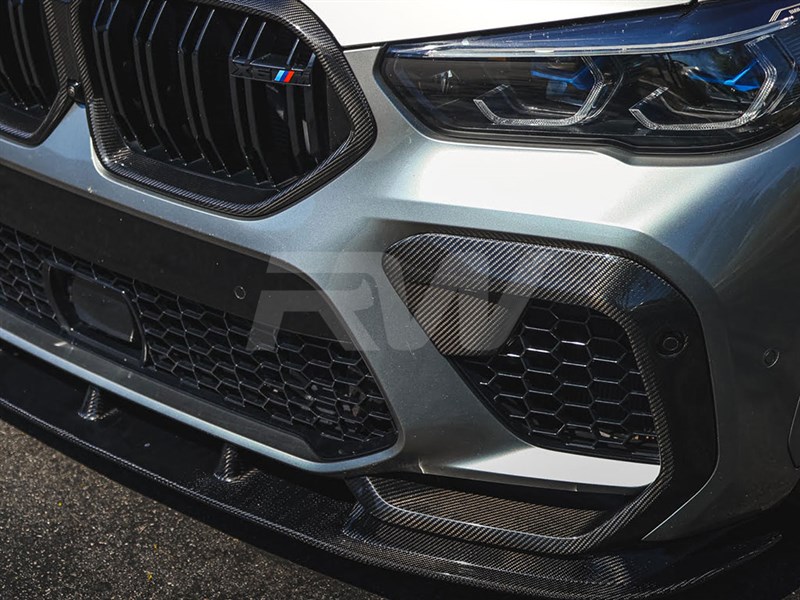Alternative view of RW Carbon BMW F96 X6M Carbon Fiber Upper Bumper Splitters