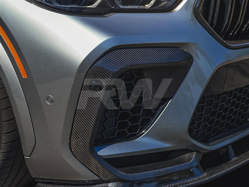 RW Carbon BMW F96 X6M Carbon Fiber Upper Bumper Splitters