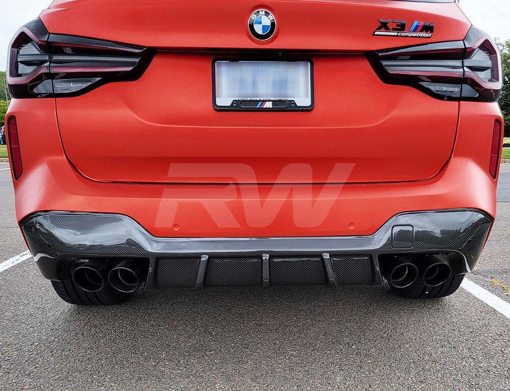 Alternative view of RW Carbon BMW F97 X3M LCI Carbon Fiber DTM Diffuser