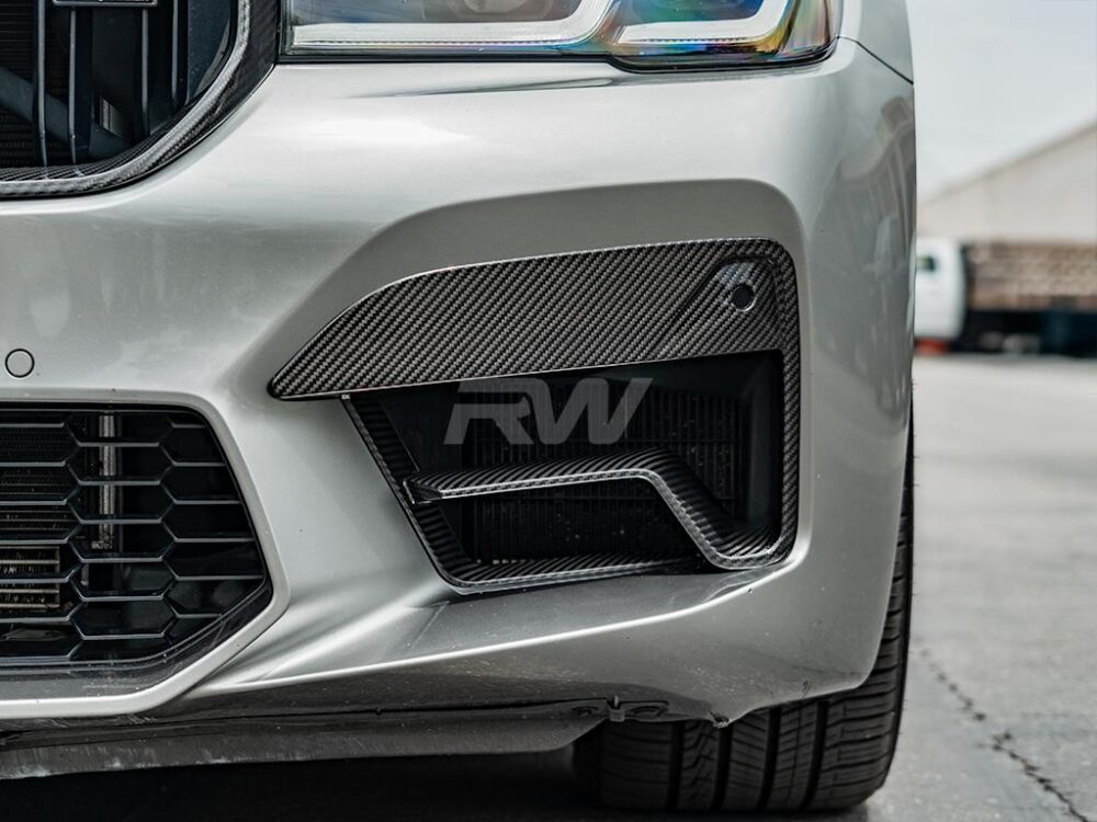 RW Carbon BMW F9X M8 Carbon Fiber Front Bumper Duct Trims - Image 8