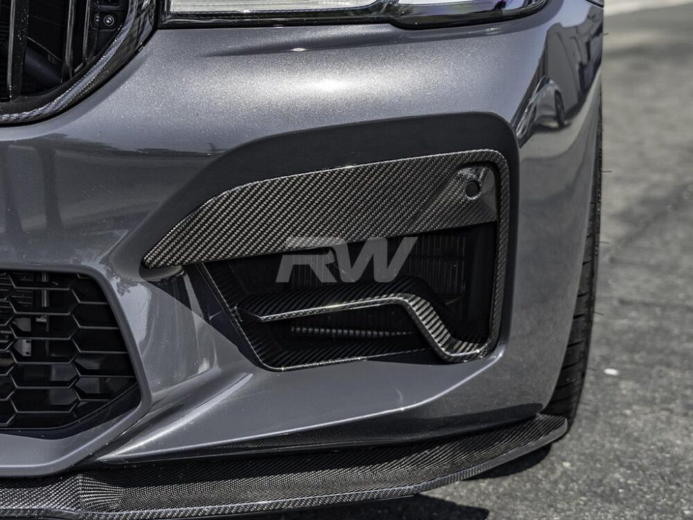 RW Carbon BMW F9X M8 Carbon Fiber Front Bumper Duct Trims - Image 4