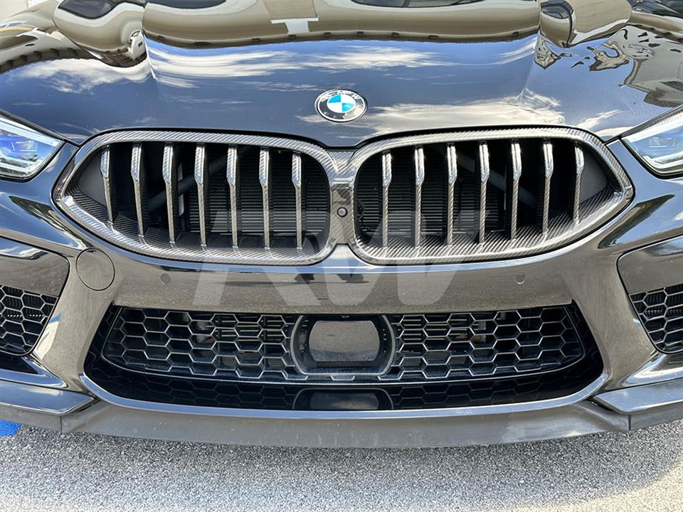 Alternative view of RW Carbon BMW F9x M8 / 8-Series Full Dry CF Grille Replacement