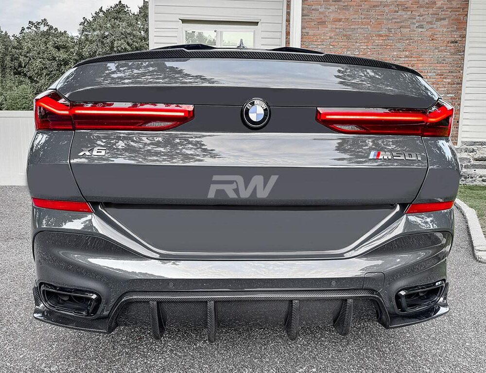 Alternative view of RW Carbon BMW G06 X6 DTM Carbon Fiber Diffuser
