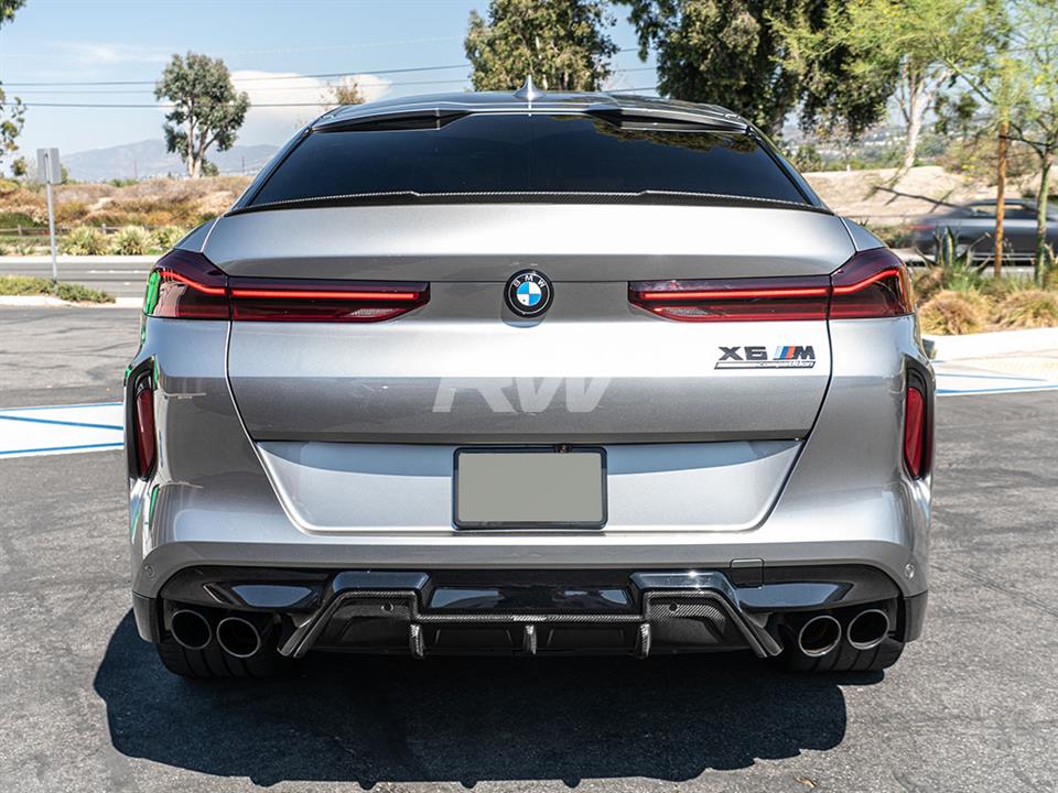 Alternative view of RW Carbon BMW G06 X6 F96 X6M M Style CF Trunk Spoiler