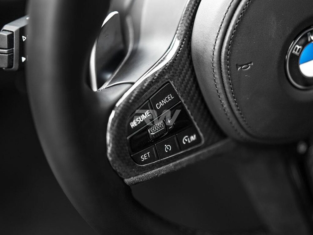 RW Carbon BMW G20 Carbon Fiber Alcantara Steering Wheel Trim - Image 6