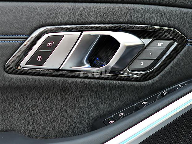 Alternative view of RW Carbon BMW G20 Carbon Fiber Interior Door Handle Trims
