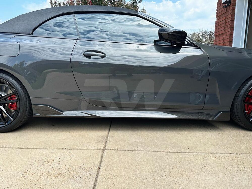 RW Carbon BMW G22 G23 DTM Carbon Fiber Side Skirt Extensions - Image 10