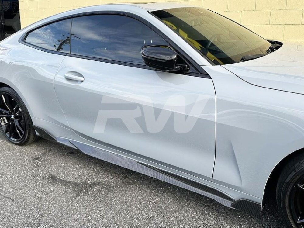RW Carbon BMW G22 G23 DTM Carbon Fiber Side Skirt Extensions - Image 2