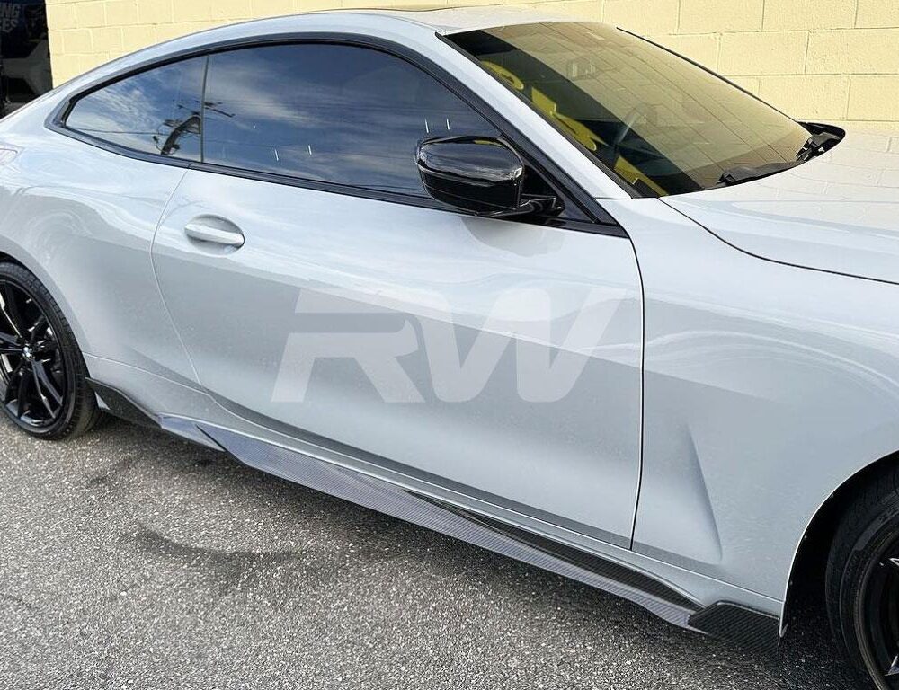Alternative view of RW Carbon BMW G22 G23 DTM Carbon Fiber Side Skirt Extensions