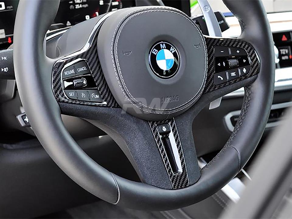 Alternative view of RW Carbon BMW G22 G29 G42 CF Alcantara Steering Wheel Trim