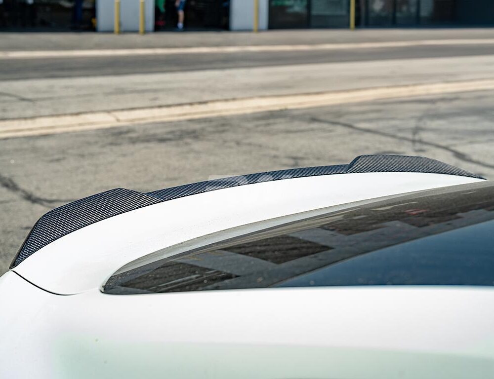 Alternative view of RW Carbon BMW G26 i4 Performance Style CF Trunk Spoiler