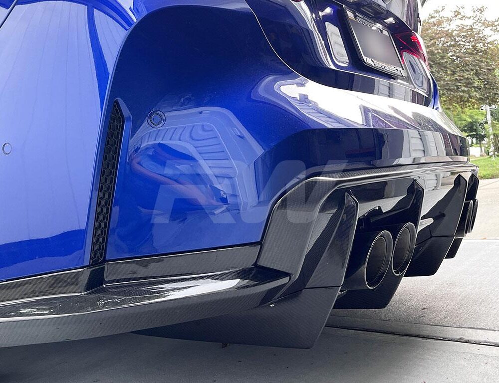 Alternative view of RW Carbon BMW G80 M3 Carbon Fiber GTX Diffuser+Undertray