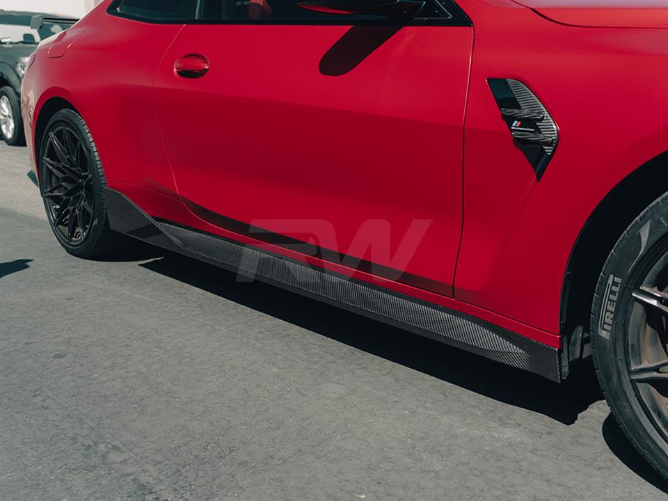 Alternative view of RW Carbon BMW G82/G83 M4 Performance Style CF Side Skirt Extensions