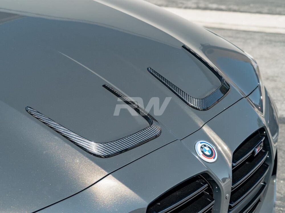 RW Carbon BMW G8x M3 M4 Carbon Fiber Hood Vent Trims - Image 2