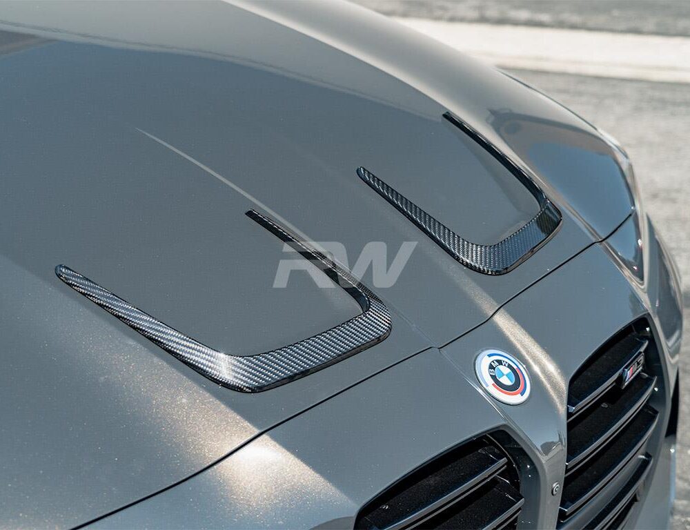 Alternative view of RW Carbon BMW G8x M3 M4 Carbon Fiber Hood Vent Trims