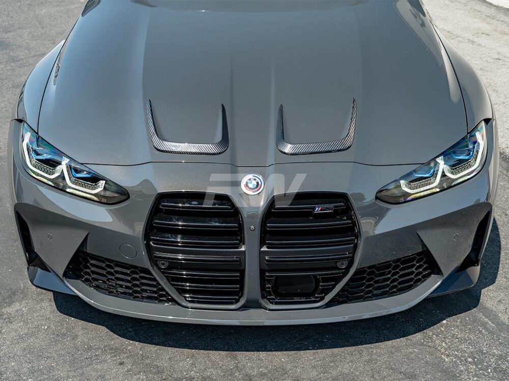 RW Carbon BMW G8x M3 M4 Carbon Fiber Hood Vent Trims - Image 3