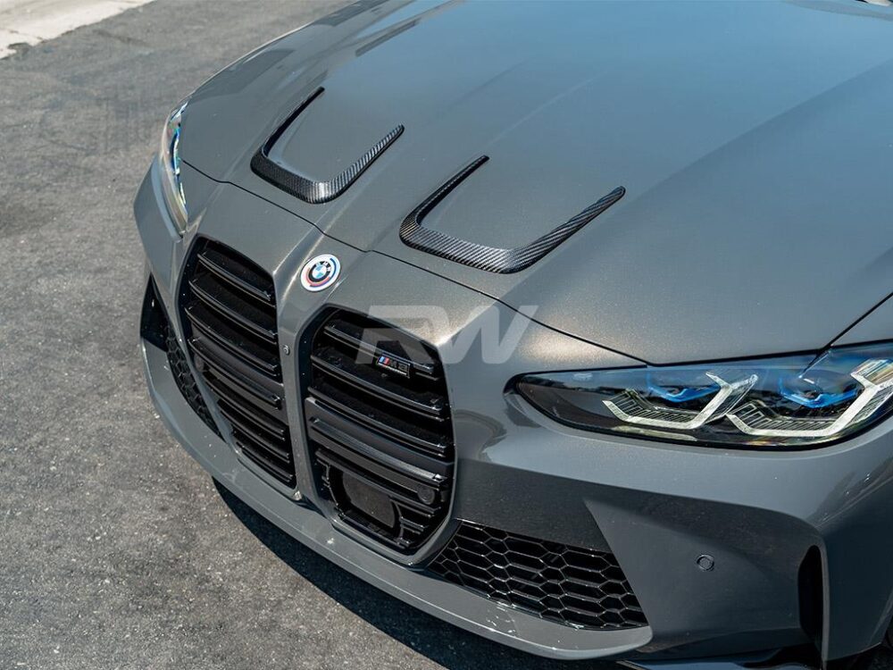 RW Carbon BMW G8x M3 M4 Carbon Fiber Hood Vent Trims - Image 4
