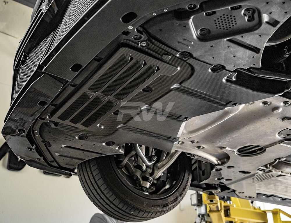 Alternative view of RW Carbon BMW G90/G99 M5 Carbon Fiber Oil Cooler Guard