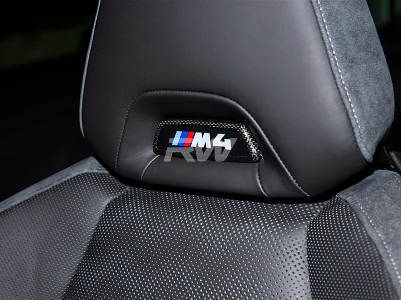 Alternative view of RW Carbon BMW M Carbon Fiber Seat Emblem Cover