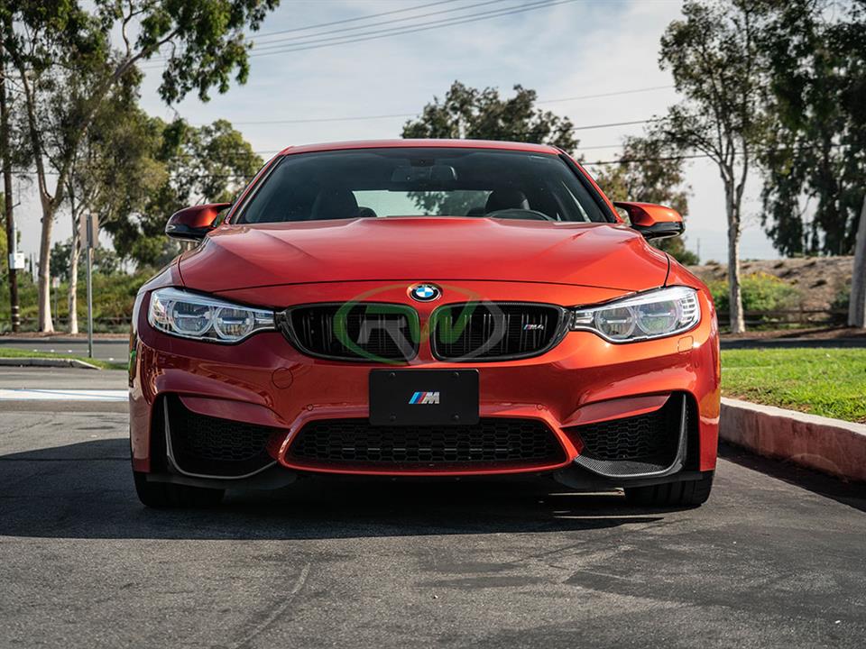 Alternative view of RW Carbon BMW M3/M4 Dry Carbon Fiber Perf Style Splitters